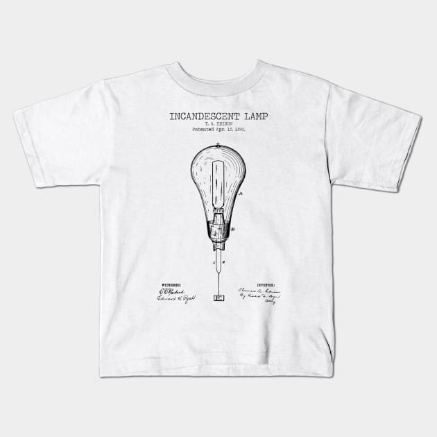 EDISON LIGHT BULB Kids T-Shirt by Dennson Creative